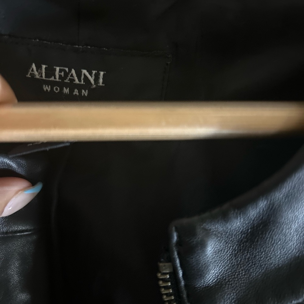 Alfani Black Leather Jacket Lambskin leather
